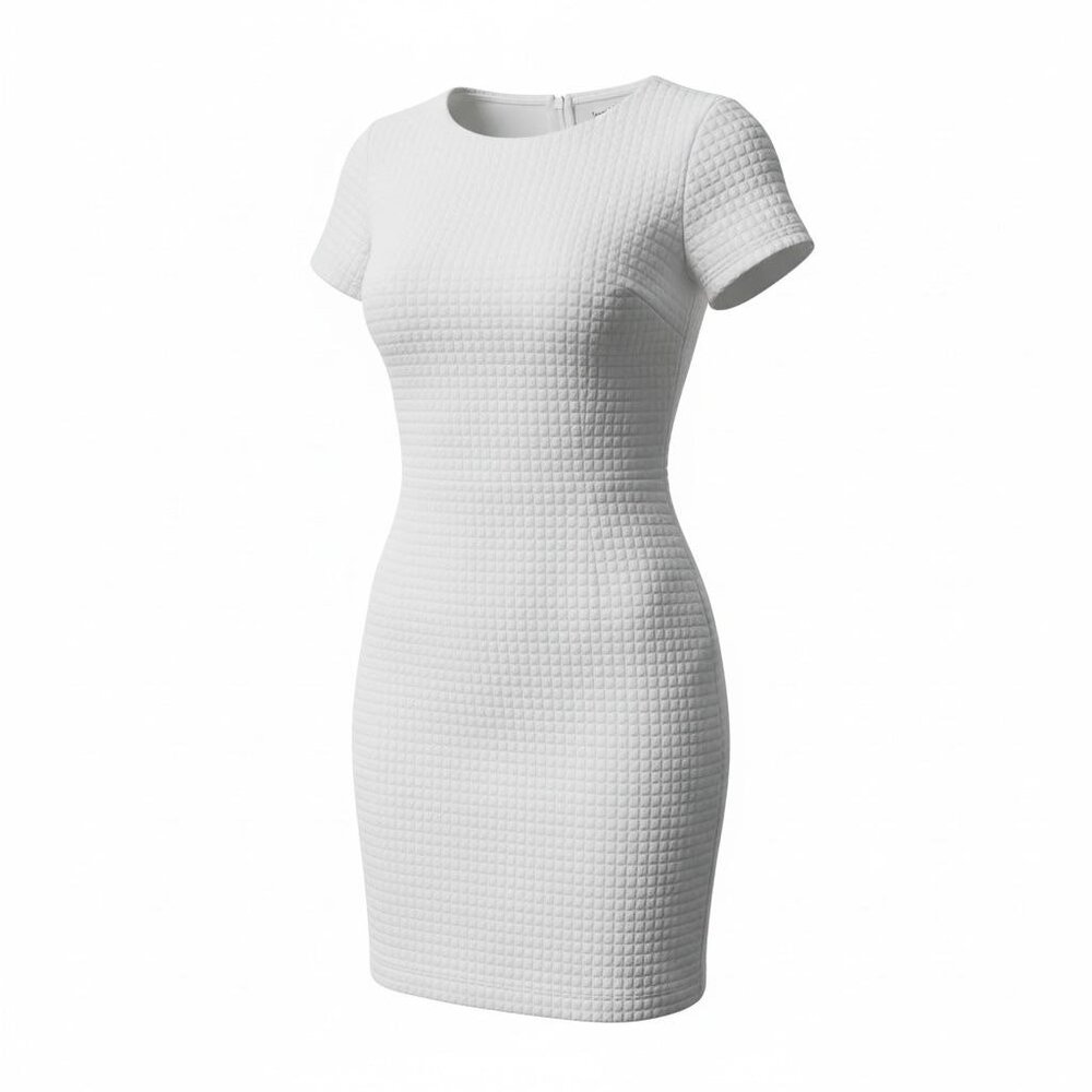 Banana Republic Womens Size 10 White Textured Short Sleeve Sheath Mini Dress